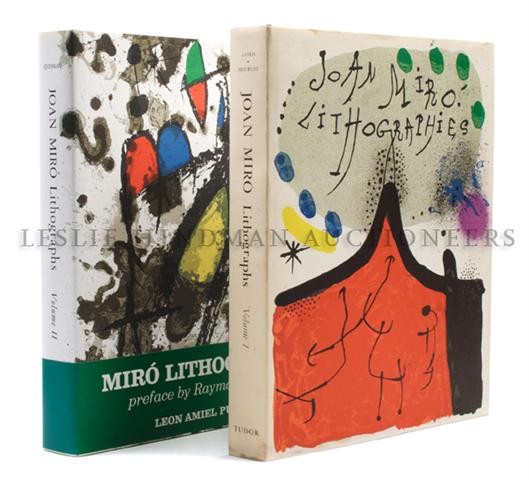 (MIRO, JOAN) MOURLOT, FERNAND, et al.: (MIRO, JOAN) MOURLOT, FERNAND, et al. Joan Miro Lithographs. Vol. I, New York: Tudor, 1972; Vol. II, New York: Amiel, 1975. 2 vols. 4to, cloth-backed boards, in original dust jackets, vol. II with ori