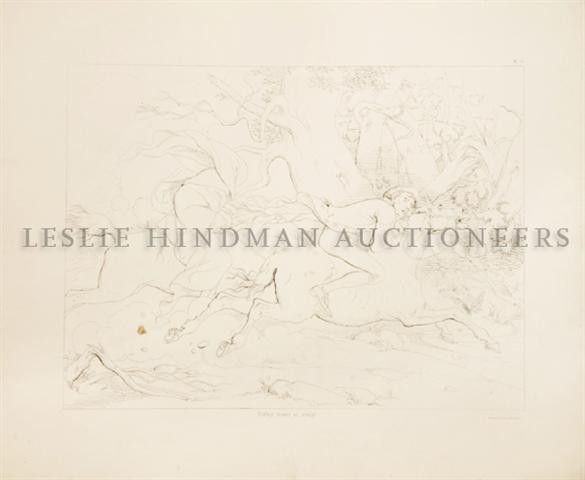 IRVING, WASHINGTON. Illustrations of the Legend of Slee: IRVING, WASHINGTON Illustrations of the Legend of Sleepy Hollow. Illustrated by Felix O. C. Darley. New York: The American Art Union, 1849. Oblong folio, spine detached and pages laid loose in custom 