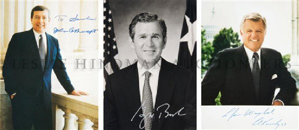 (AUTOGRAPHS) A group of 2 binders with signed photograp: (AUTOGRAPHS) A group of two binders with signed letters and photographs of numerous governors and senators, including John Ashcroft, Chris Dodd, Richard Durbin, John Glenn, Slade Gorton, Edward M. Ken