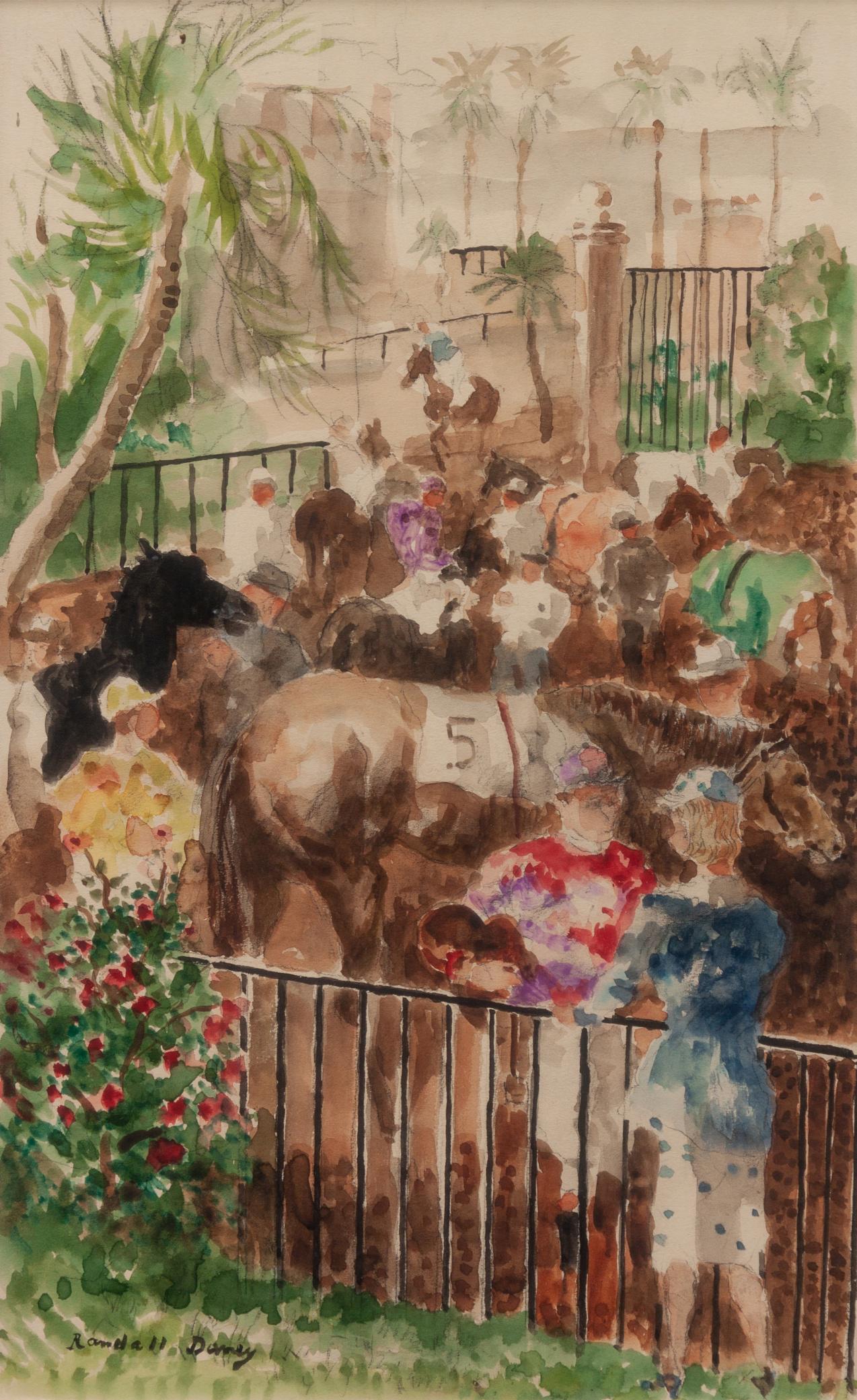 Randall Davey (American, 1887-1964) Jockey's Girl, 1950: Randall Davey (American, 1887-1964) Jockey's Girl, 1950 watercolor on paper signed Randall Davey (lower left) 18 1/2 x 11 1/2 inches Property from the Collection of Homer E. Noble, Denver, Colorado Ex