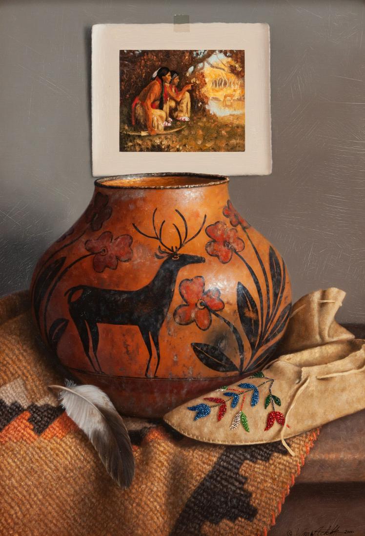 William Acheff (American, b. 1947) Deer Hunter, 2000: William Acheff (American, b. 1947) Deer Hunter, 2000 oil on canvas signed Wm. Acheff and dated (lower right) 16 x 11 inches Property from the Estate of Richard Altermann, Santa Fe, New Mexico