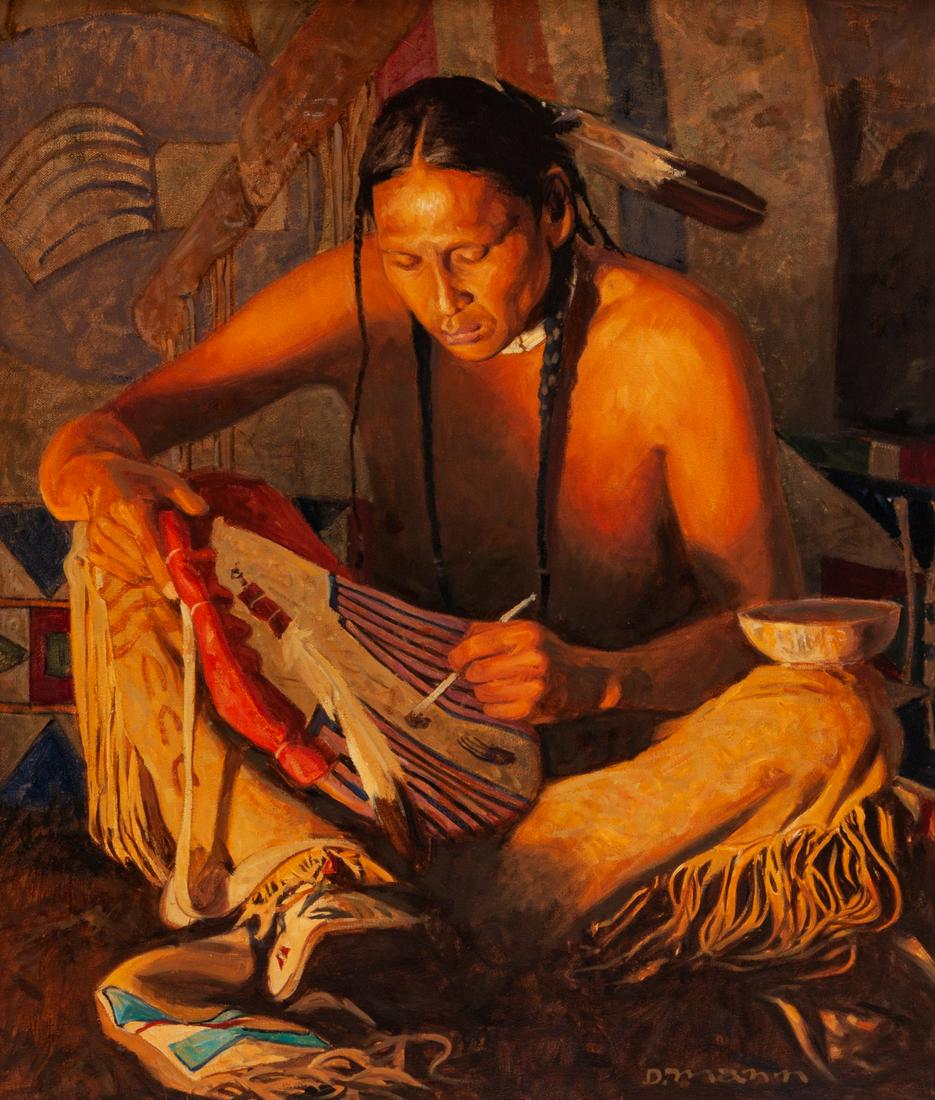 David Mann (American, b. 1948) Bear Claw Medicine: David Mann (American, b. 1948) Bear Claw Medicine oil on canvas signed D. Mann (lower right) 24 x 20 inches Property from the Estate of Richard Altermann, Santa Fe, New Mexico