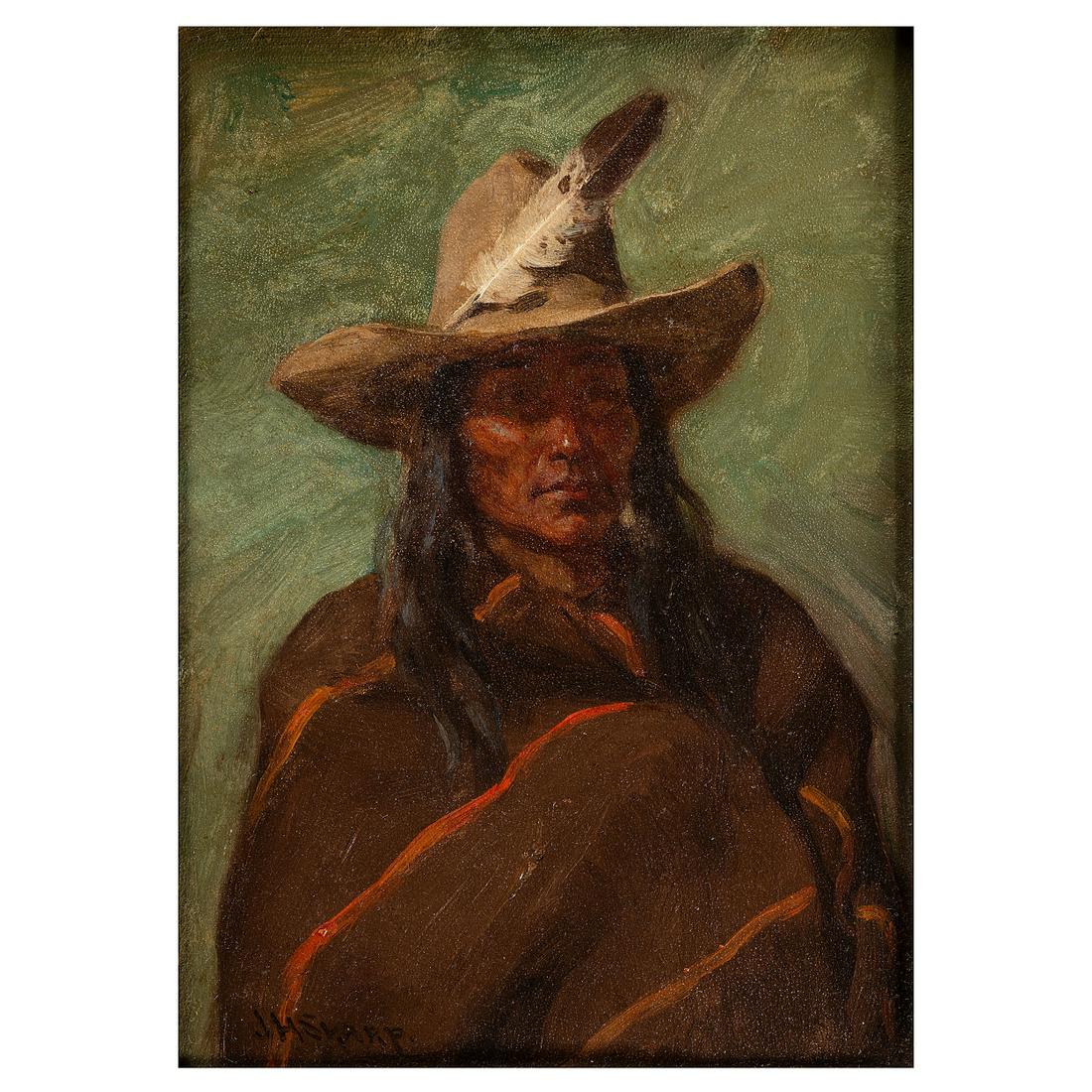 Joseph Henry Sharp (American, 1859-1953) Strikes His: Joseph Henry Sharp (American, 1859-1953) Strikes His Enemy, 1909 oil on board signed J.H. Sharp (lower left) 9 3/4 x 6 7/8 inches Provenance: The Closson Galleries, Cincinnati, Ohio Eisele Gallery of