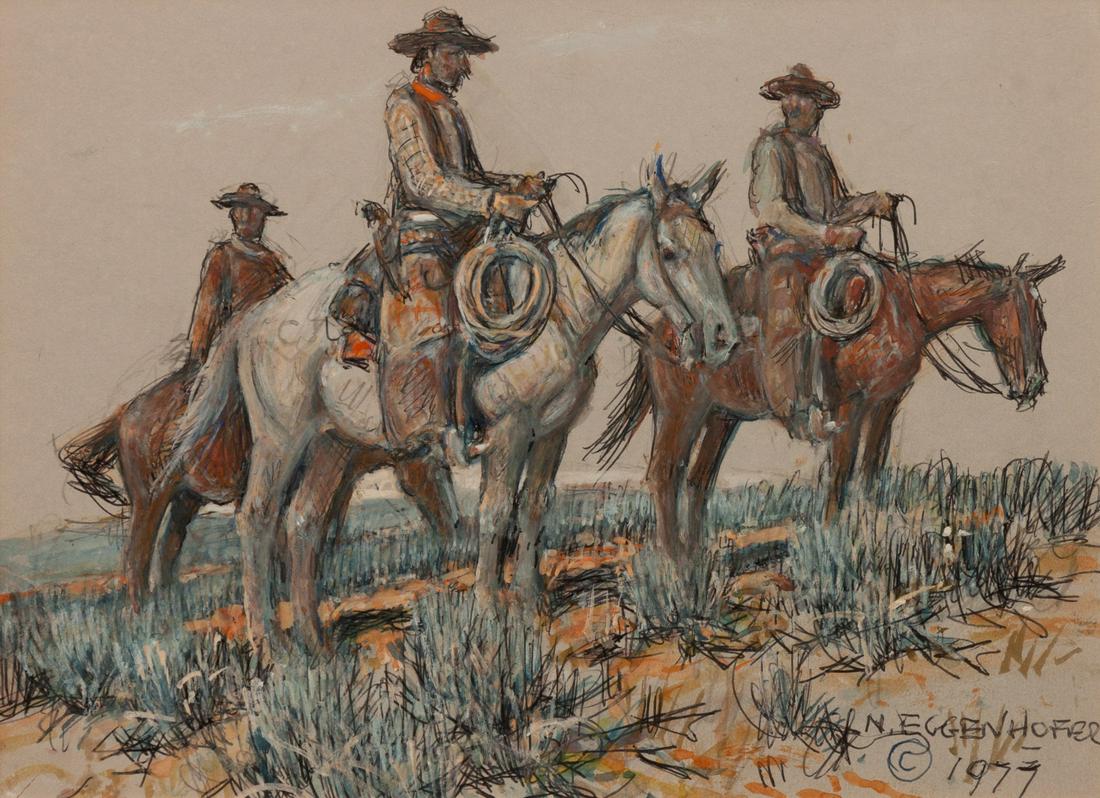 Nick Eggenhofer (American, 1897-1985) Cowboys on (1 of 3)