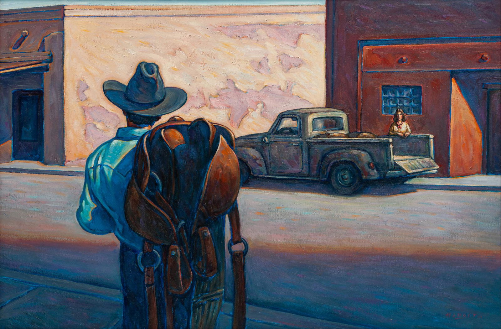 Howard Post (American, b. 1948) Saddle Shop: Howard Post (American, b. 1948) Saddle Shop oil on canvas signed H.E. Post (lower right) 24 x 36 inches