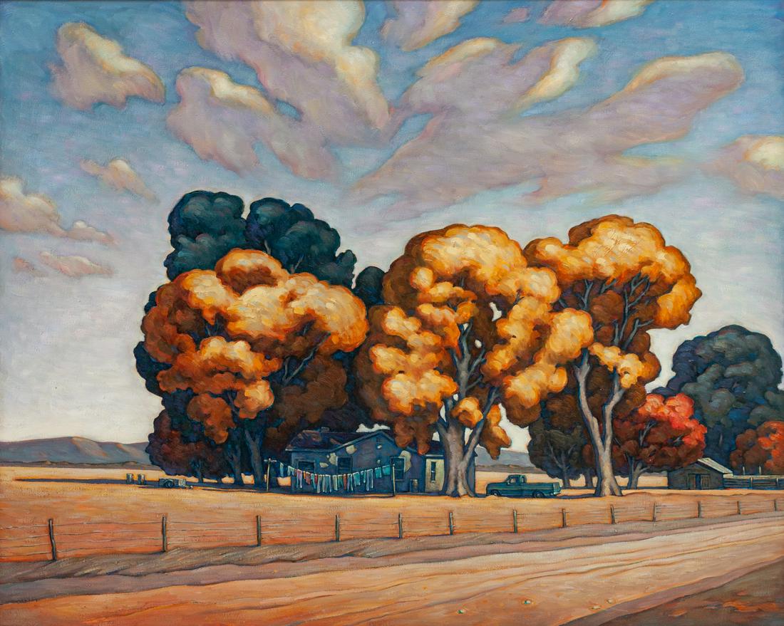 Howard Post (American, b. 1948) Homestead: Howard Post (American, b. 1948) Homestead oil on canvas signed H.E. Post (lower right) 49 x 61 inches