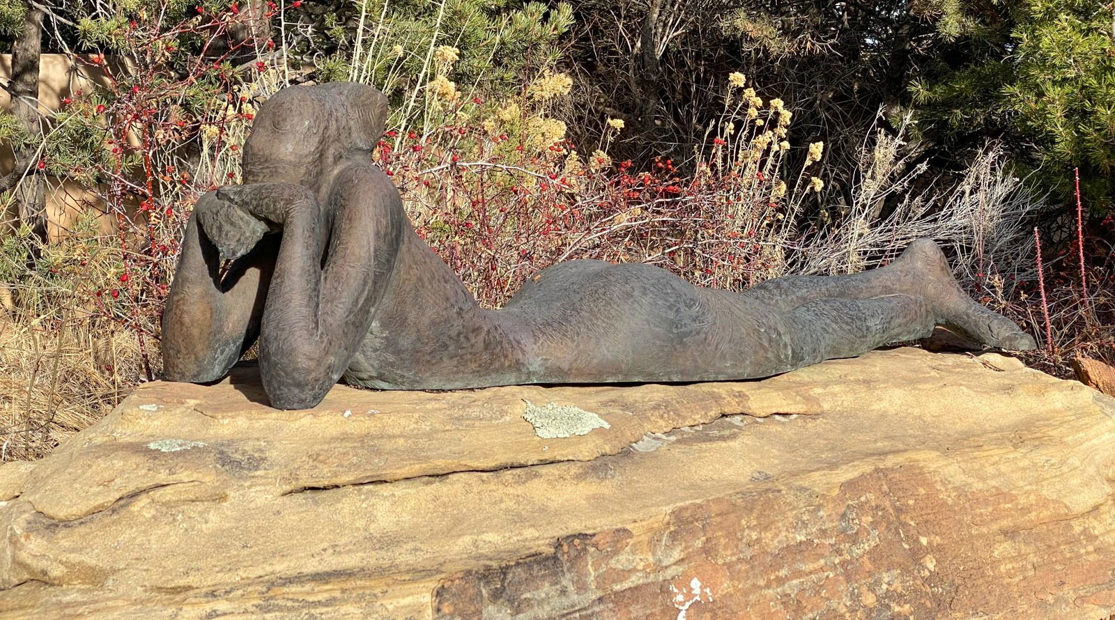 Curt Brill (American, b. 1952) Reclined Nude: Curt Brill (American, b. 1952) Reclined Nude patinated bronze height 16 x length 59 x width 14 3/4 inches Property from the Estate of Patricia Ann Black Smyth, Santa Fe, New Mexico, Sold to Benefit Be