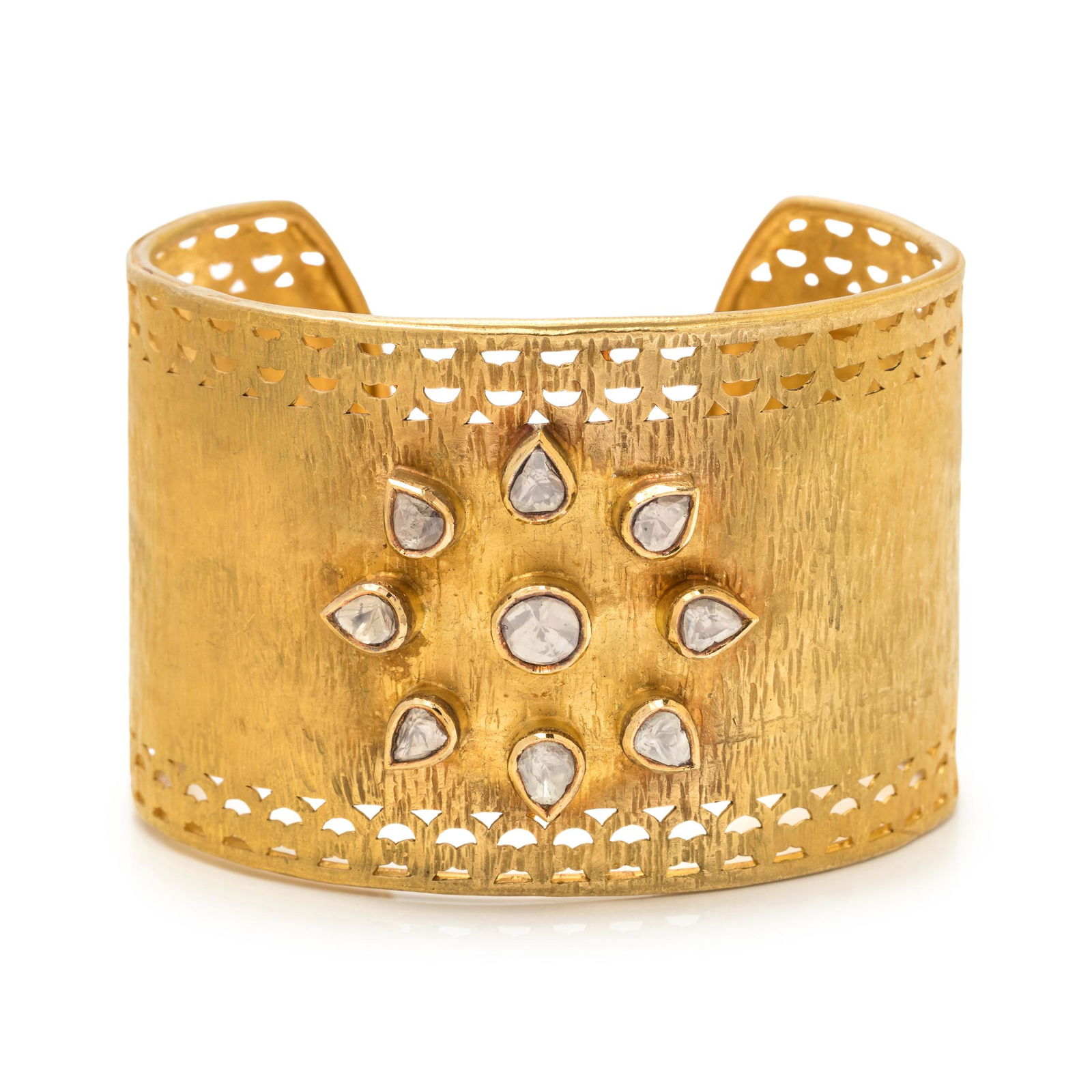 SUSAN GORDAN, YELLOW GOLD AND DIAMOND CUFF BRACELET (1 of 2)