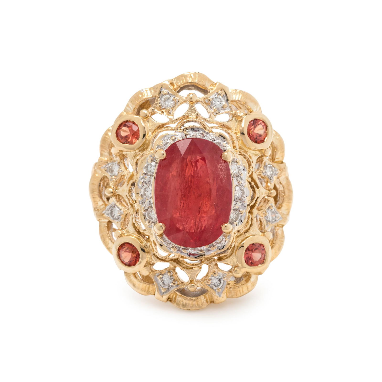 ORANGE SAPPHIRE AND DIAMOND RING (1 of 3)