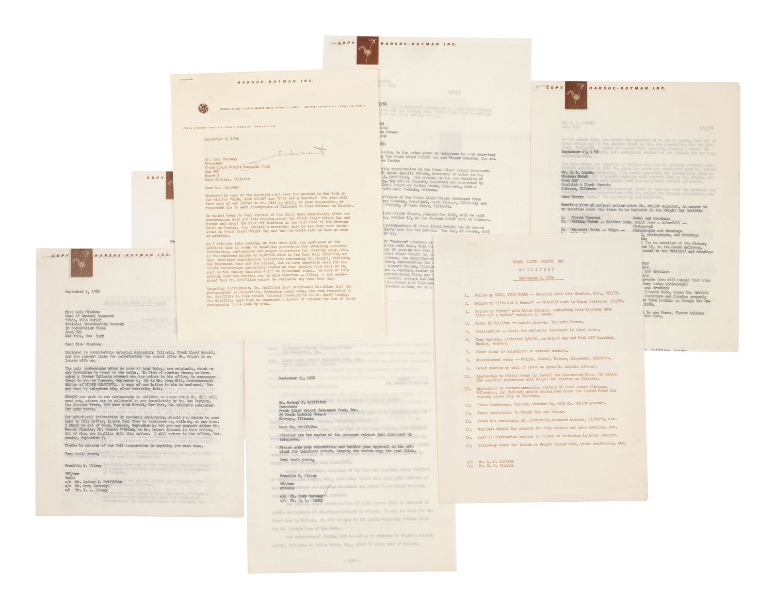 [FRANK LLOYD WRIGHT] -- [ENDOWMENT FUND]. A small (1 of 2)