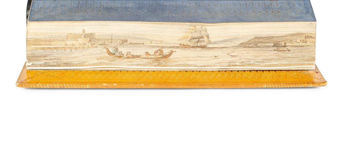 [FORE-EDGE PAINTING]. BYRON, George Gordon Noel, Lord: [FORE-EDGE PAINTING]. BYRON, George Gordon Noel, Lord (1788-1824). The Giaour: A Fragment of a Turkish Tale. --The Bride of Abydos. --The Corsair. --Ode to Napoleon Buonaparte. London: John Murray, 18