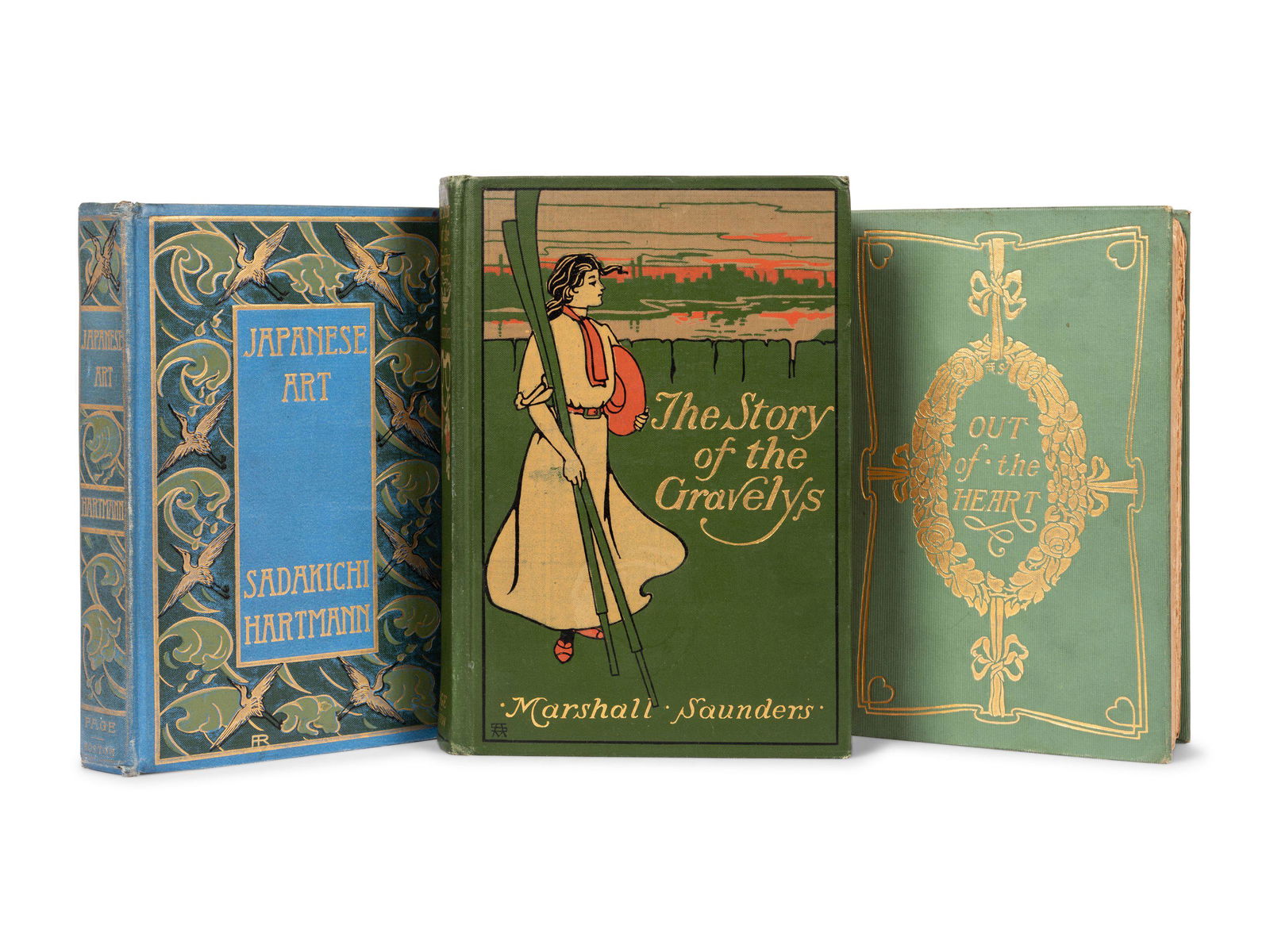 [PUBLISHER'S TRADE BINDINGS - AMERICAN]. A group of 3: [PUBLISHER'S TRADE BINDINGS - AMERICAN]. A group of 3 bindings designed by Amy Sackler and Amy Richards. CHADWICK, John White and Annie Hathaway (1840-1904). Out of the Heart: Poems for Lovers