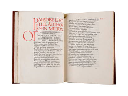 [DOVES PRESS]. MILTON, John (1608-1674). Paradise Lost.: [DOVES PRESS]. MILTON, John (1608-1674). Paradise Lost. Hammersmith: The Doves Press, 1902. &#160; Small 4to. Printed in red and black. Red niger gilt, edges gilt, by T. J. Cobden-Sanderson at the Dov