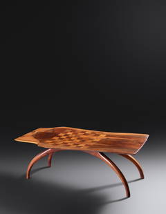 Arthur Espenet Carpenter (American, 1920-2006) Coffee: Arthur Espenet Carpenter (American, 1920-2006) Coffee Table with Chessboard inlay, 1968 Arthur Espenet Carpenter archives #6864 walnut unmarked H 17 x W 51 x D 24 3/4 inches Property from the Joan Ske