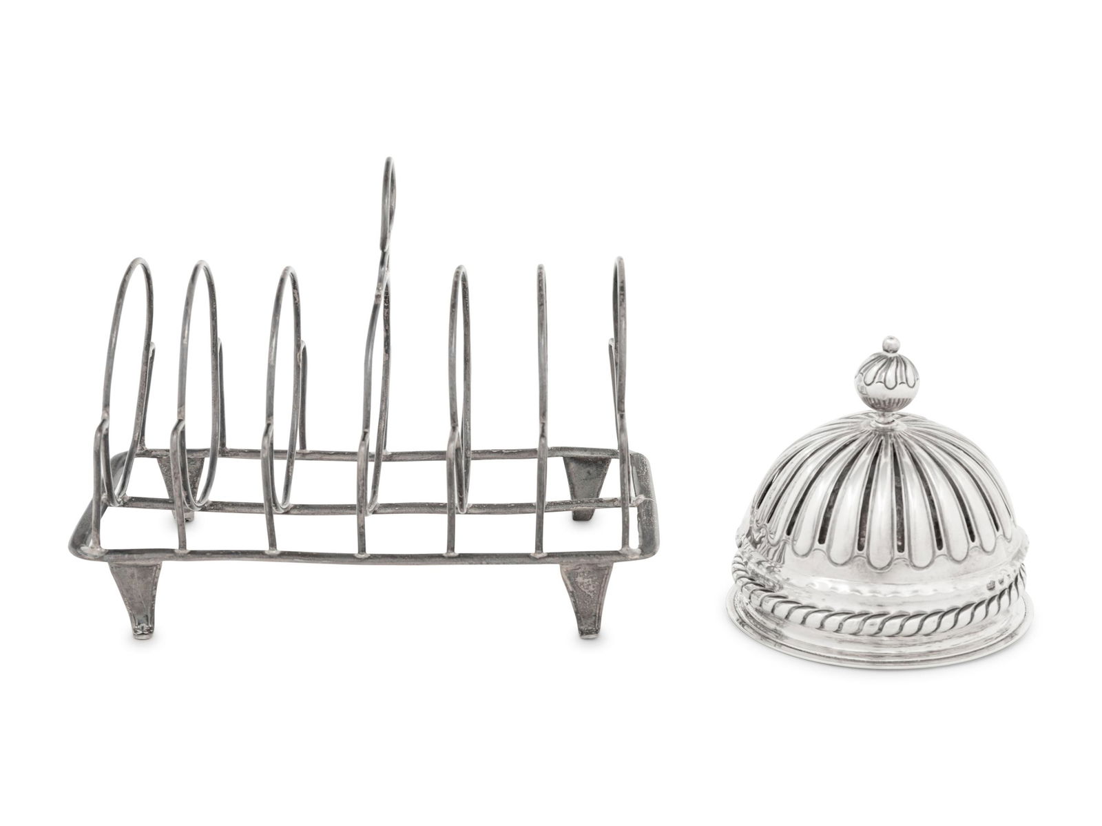 An English Silver Dinner Bell and Toast Rack (1 of 3)