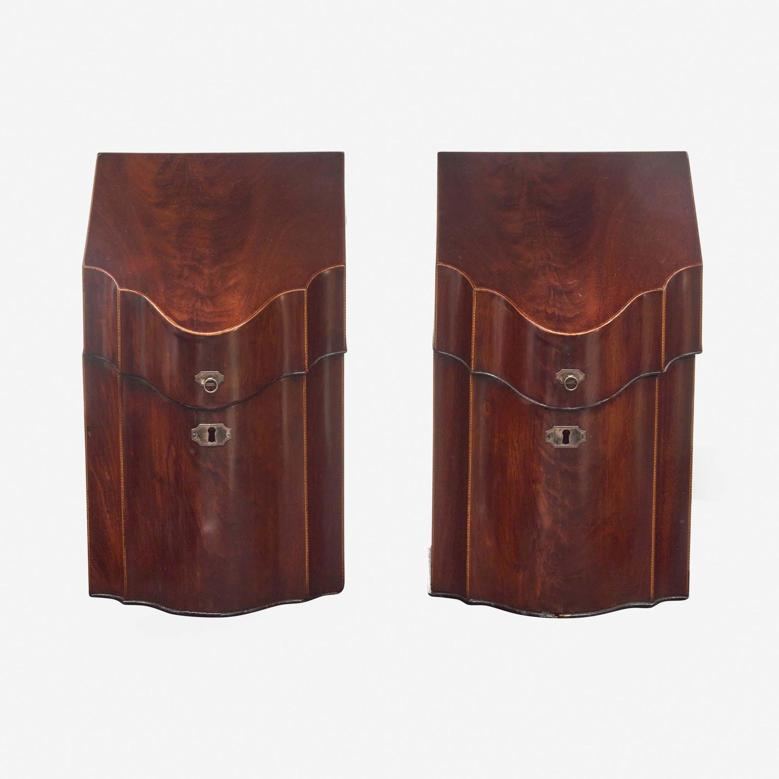 A pair of George III inlaid mahogany knife boxes late (1 of 4)