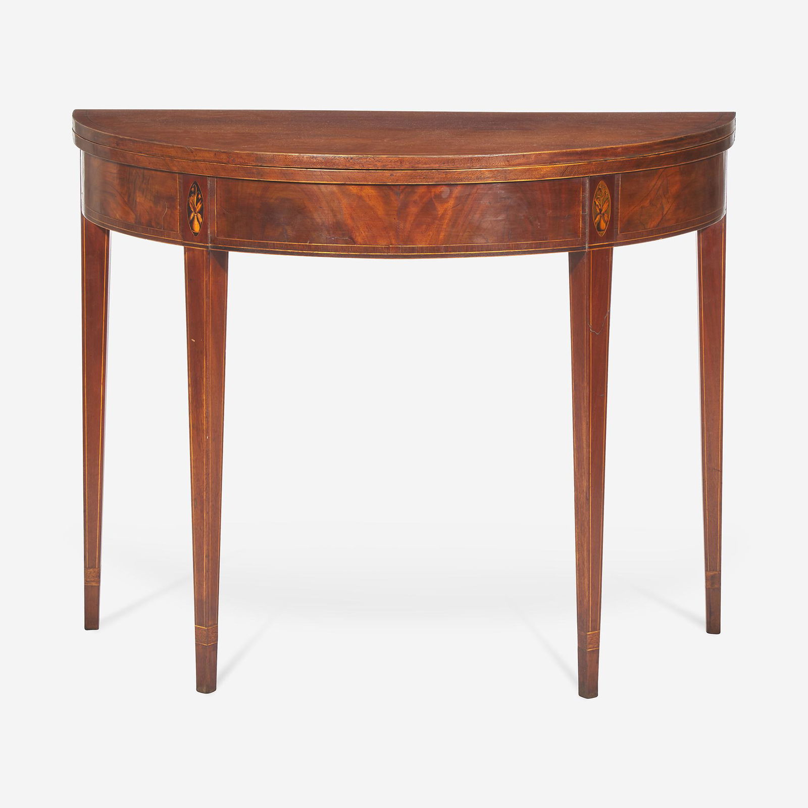 A Federal inlaid mahogany demilune card table Southern (1 of 2)