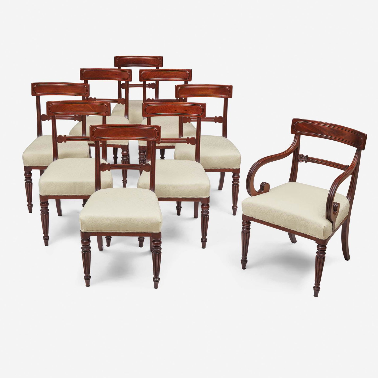 A set of ten Classical carved mahogany dining chairs (1 of 3)