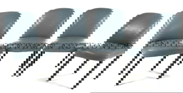 A Set of Four Dakota Jackson Side Chairs, Height 34 1/2: A Set of Four Dakota Jackson Side Chairs, having upholstered back and seat raised on tapering ebonized legs. Height 34 1/2 inches.