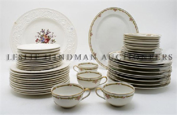 A Collection of Continental Porcelain Articles, Width o: A Collection of Continental Porcelain Articles, comprising 39 items of Wedgwood Patrician ware in the Swansea pattern and 34 items of Theodore Haviland. Width of widest 14 inches.