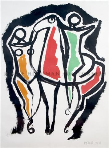 Marino Marini, (Italian, 1901-1980), Ceramic: Marino Marini (Italian, 1901-1980) Ceramic lithograph edition 20/50, signed and dated 1955 (lower right) 23 5/8 x 18 1/2 inches. Property from the Estate of Marjorie C. Barnett, M.D., Chicago, Illin
