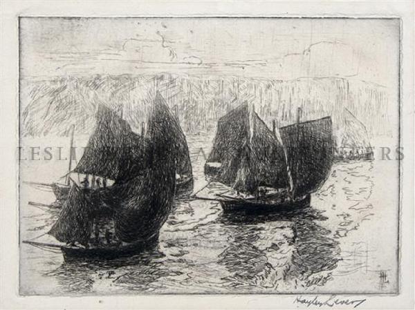Hayley Lever, (American, 1876-1958), Fishing Schooners: Hayley Lever (American, 1876-1958) Fishing Schooners drypoint 7 7/8 x 9 13/16 inches. Property of a Midwest Museum Provenance: Acquired by the above from Des Moines Association of Fine Arts