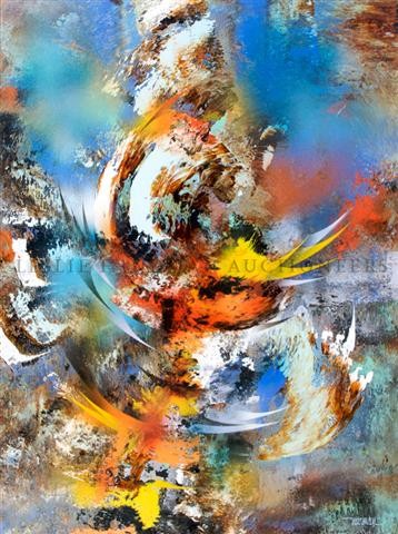 Leonardo Nierman, (Mexican, b. 1932), Tropic: Leonardo Nierman (Mexican, b. 1932) Tropic acrylic on board signed (lower right) 31 1/4 x 23 3/4 inches.
