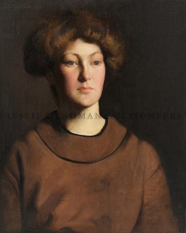 Attributed to Thomas C. Cole, (American, 1888-1976), Po: Attributed to Thomas C. Cole (American, 1888-1976) Portrait of a Lady oil on canvas 20 3/4 x 16 3/4 inches. Property from the Estate of Robert S. Wells, Oak Park, Illinois