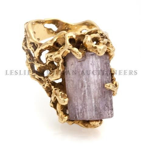 An 18 Karat Yellow Gold and Gem Crystal Ring, Arthur Ki: An 18 Karat Yellow Gold and Gem Crystal Ring, Arthur King. Stamp: 18K King. 12.20 dwts. Property from the Collection of Denise D'Angelo Nora, Winnetka, Illinois