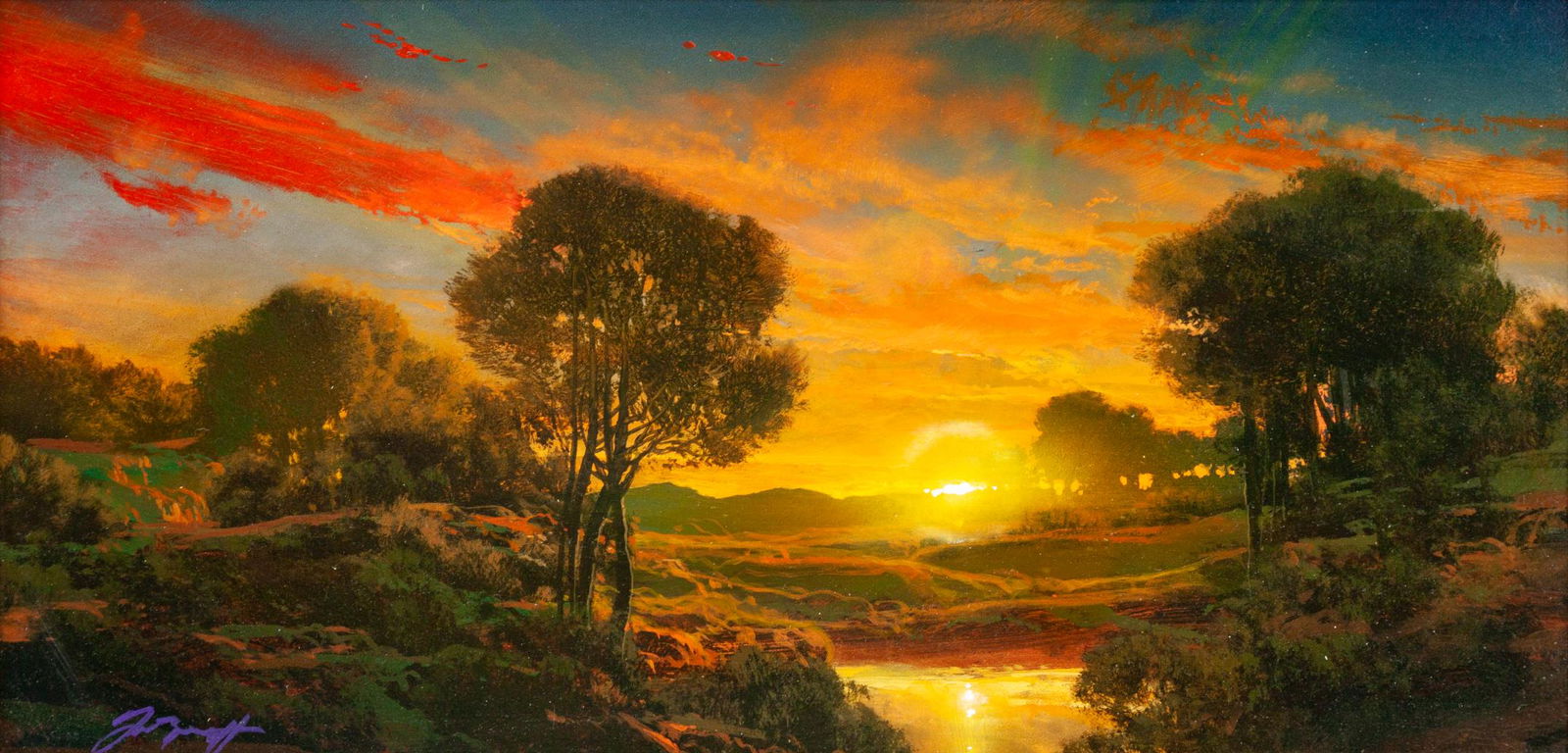 Dale TerBush (American, b. 1948) In the Distant Light: Dale TerBush (American, b. 1948) In the Distant Light oil on board signed illegibly (lower left) 10 x 20 inches