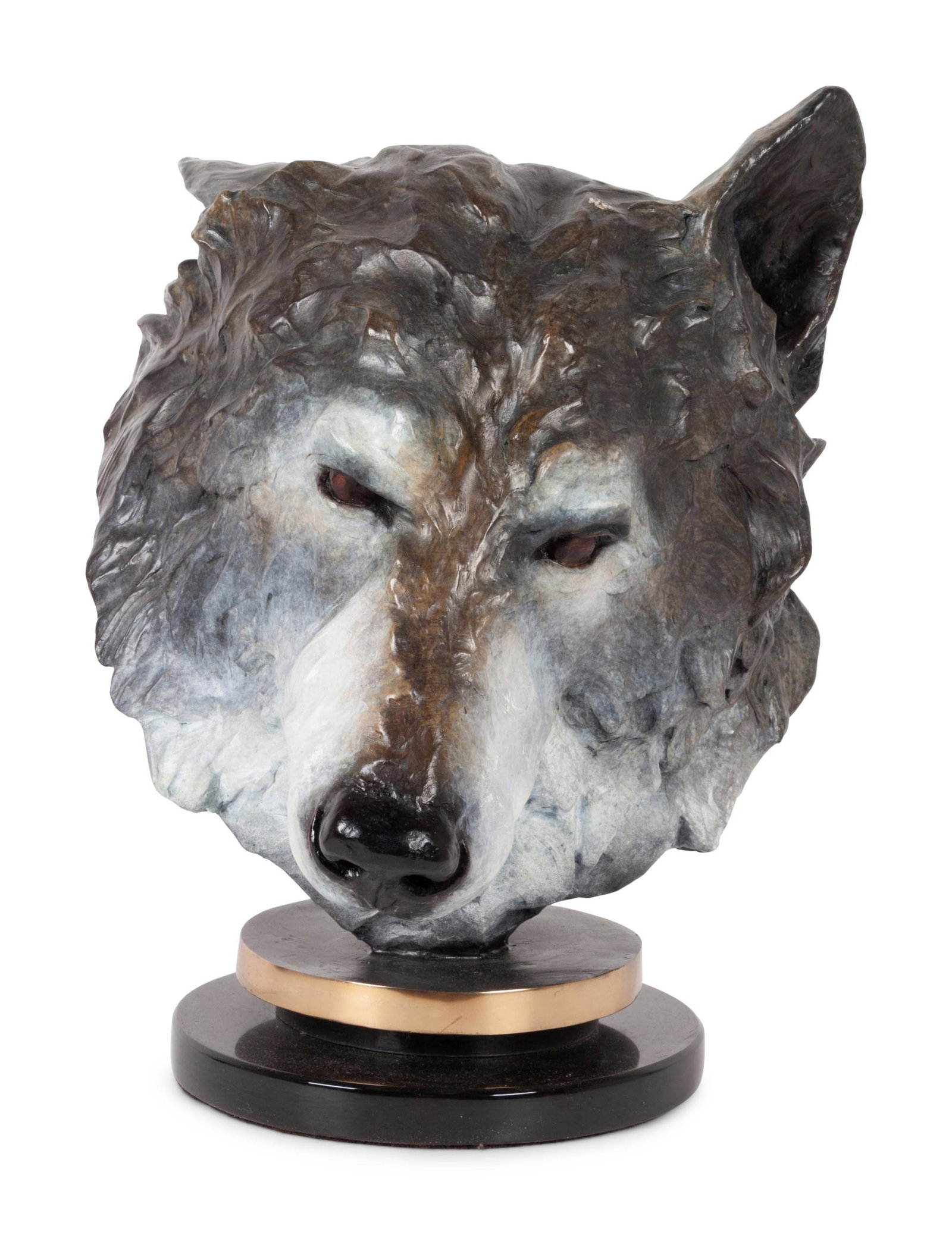 Bunny Connell (American, 20th Century) Brother Wolf,: Bunny Connell (American, 20th Century) Brother Wolf, edition 9/25, 1997 bronze signed Connell, dated and numbered (verso) height 12 1/2 x width 11 x depth 10 1/2 inches Property from the Joan Skewes-C
