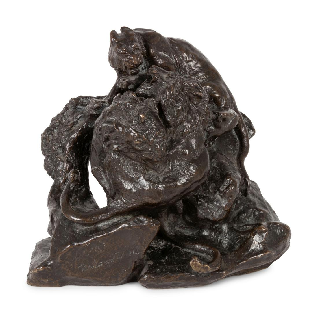 Rowland Ward (British, 1848-1912) Attacking Lions (1 of 5)