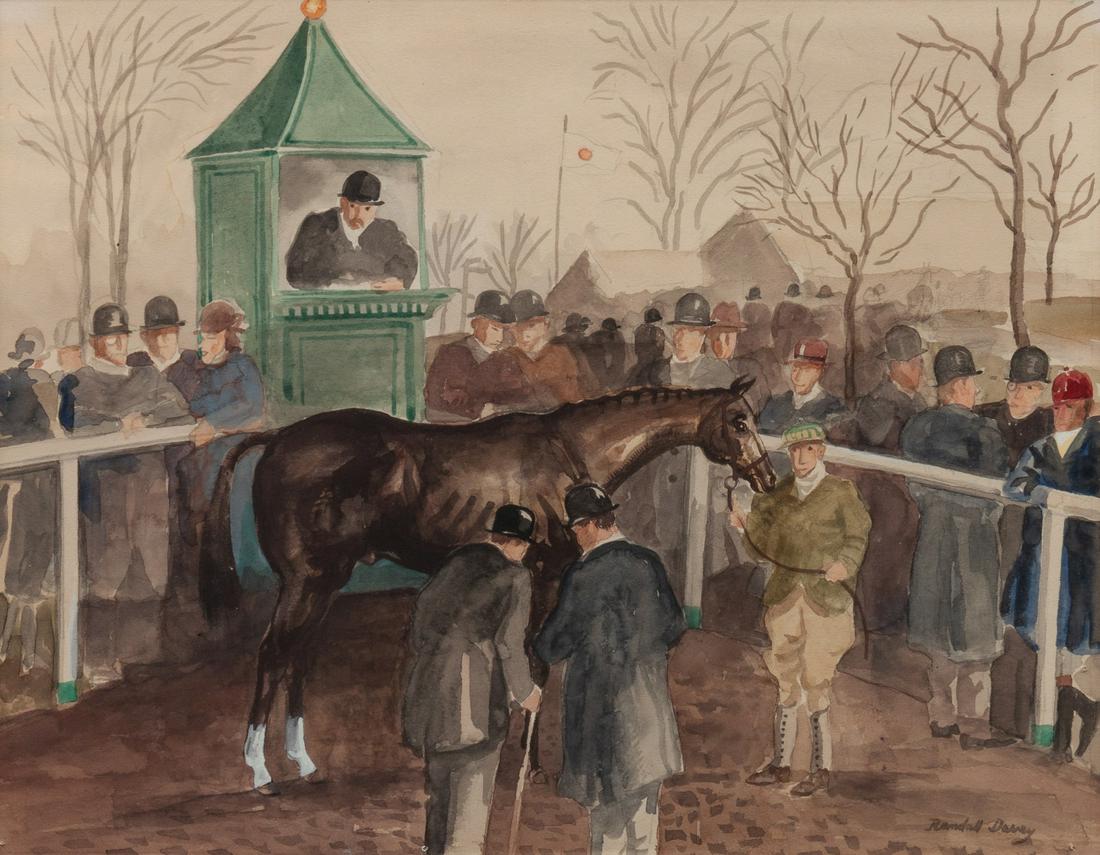Randall Davey (American, 1887-1964) Horse and Jockeys: Randall Davey (American, 1887-1964) Horse and Jockeys watercolor signed Randall Davey (lower right) 11 1/2 x 15 inches Property from the Collection of Homer E. Noble, Denver, Colorado Provenance: Saks