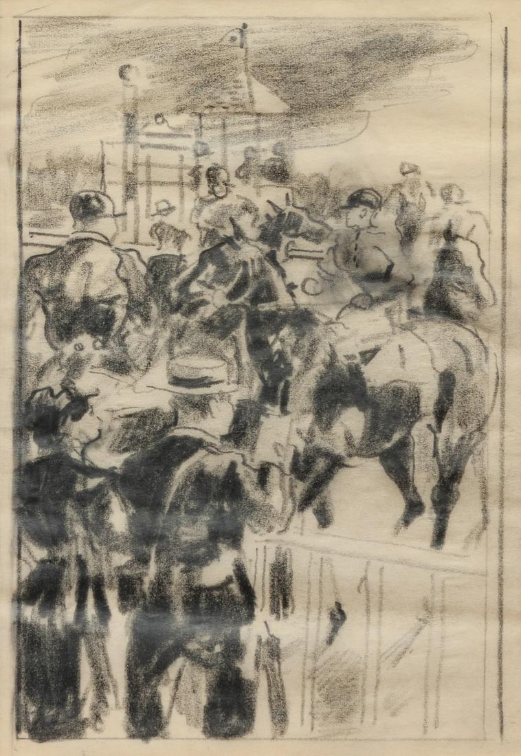 Randall Davey, attributed (American, 1887-1964) Derby: Randall Davey, attributed (American, 1887-1964) Derby Study graphite on paper 6 x 4 inches Property from the Collection of Homer E. Noble, Denver, Colorado