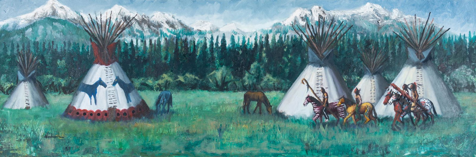 Raymond Nordwell (Pawnee/Ojibwe, b. 1965) Indian Camp (1 of 4)