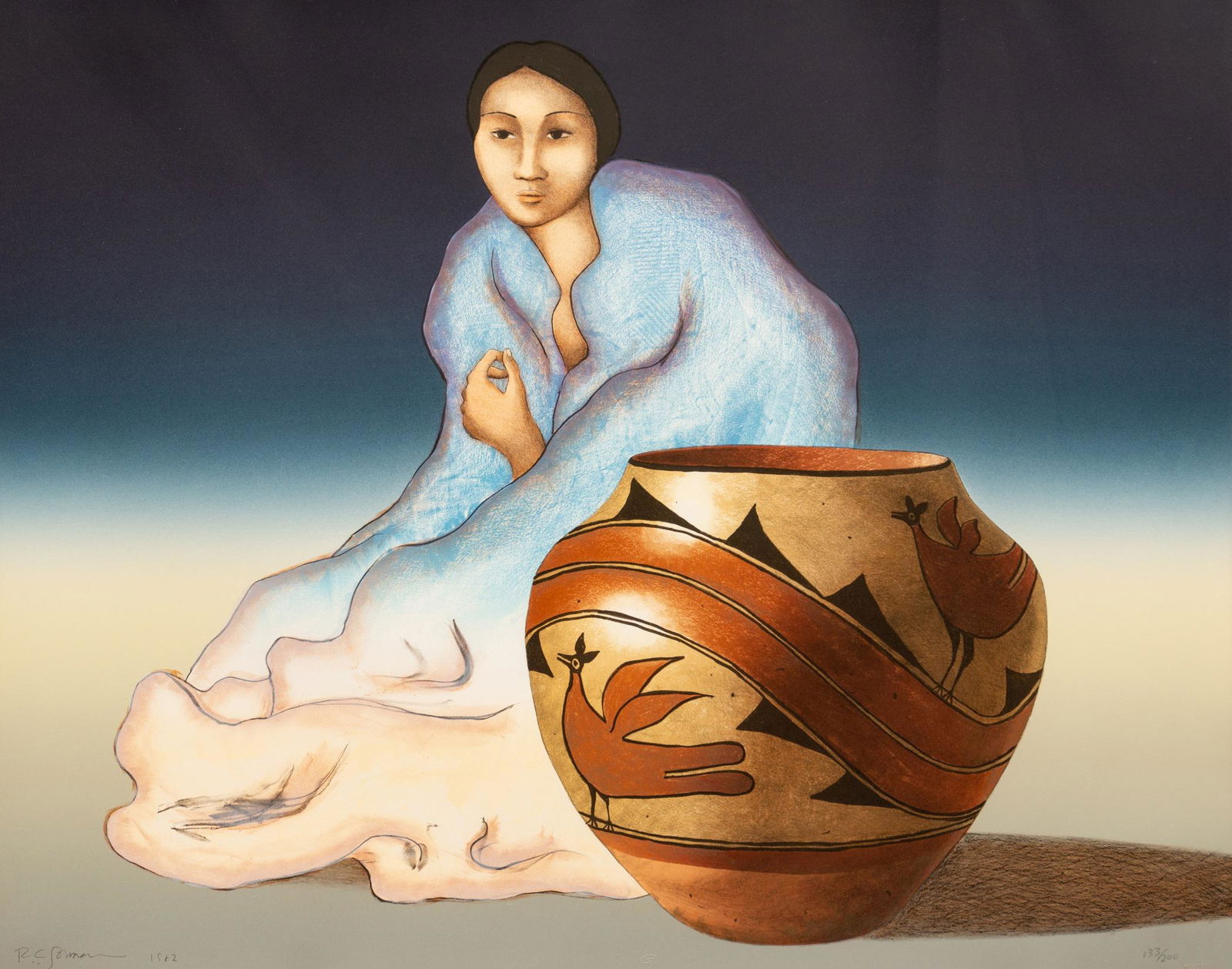 R.C. Gorman (Dine, 1932-2005) Maiden with Pot, edition (1 of 5)