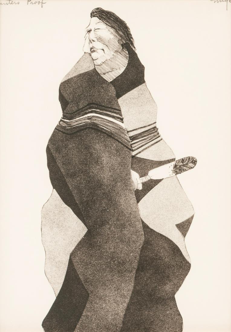 Ed Singer (Dine, b. 1951) Two Works: Indian with (1 of 8)