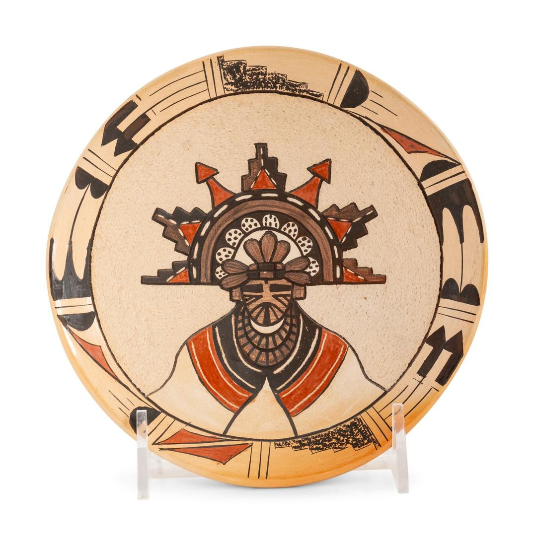 David Lalo (Hopi, 20th century) Pottery Plate, with: David Lalo (Hopi, 20th century) Pottery Plate, with Pahlik Mana signed on base diameter 6 1/2 inches