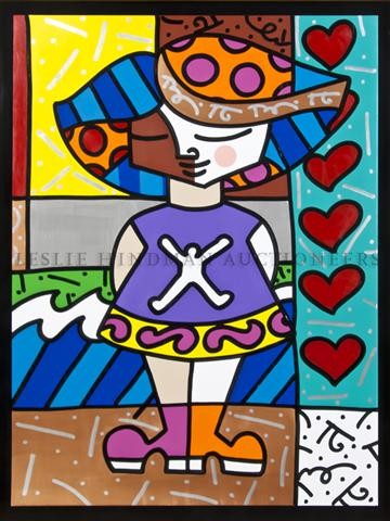 Romero Britto, (Brazilian, b. 1963), The Favorite : Romero Britto (Brazilian, b. 1963) The Favorite Dress oil on board 20 x 27 inches.