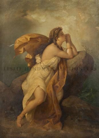 Enrico Fanfani, (Italian, 1824-1885), Helen of Tro: Enrico Fanfani (Italian, 1824-1885) Helen of Troy oil on canvas signed (lower left) 45 x 33 inches.