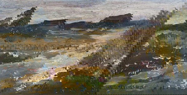 Jan Stanislawski, (Polish, 1860-1907), Summer Land: Jan Stanislawski (Polish, 1860-1907) Summer Landscape oil on board signed (lower left) 4 5/8 x 9 inches.