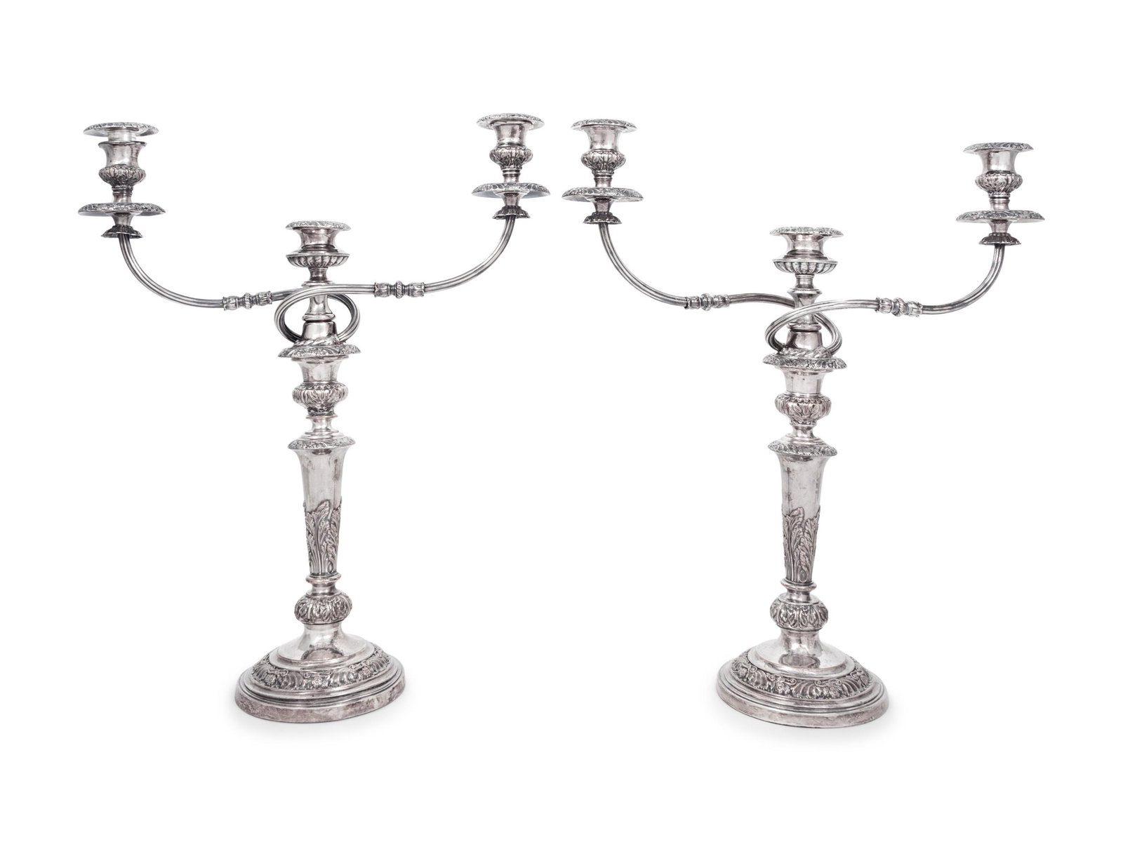 A Pair of Silver-Plate Three-Light Candelabra (1 of 4)
