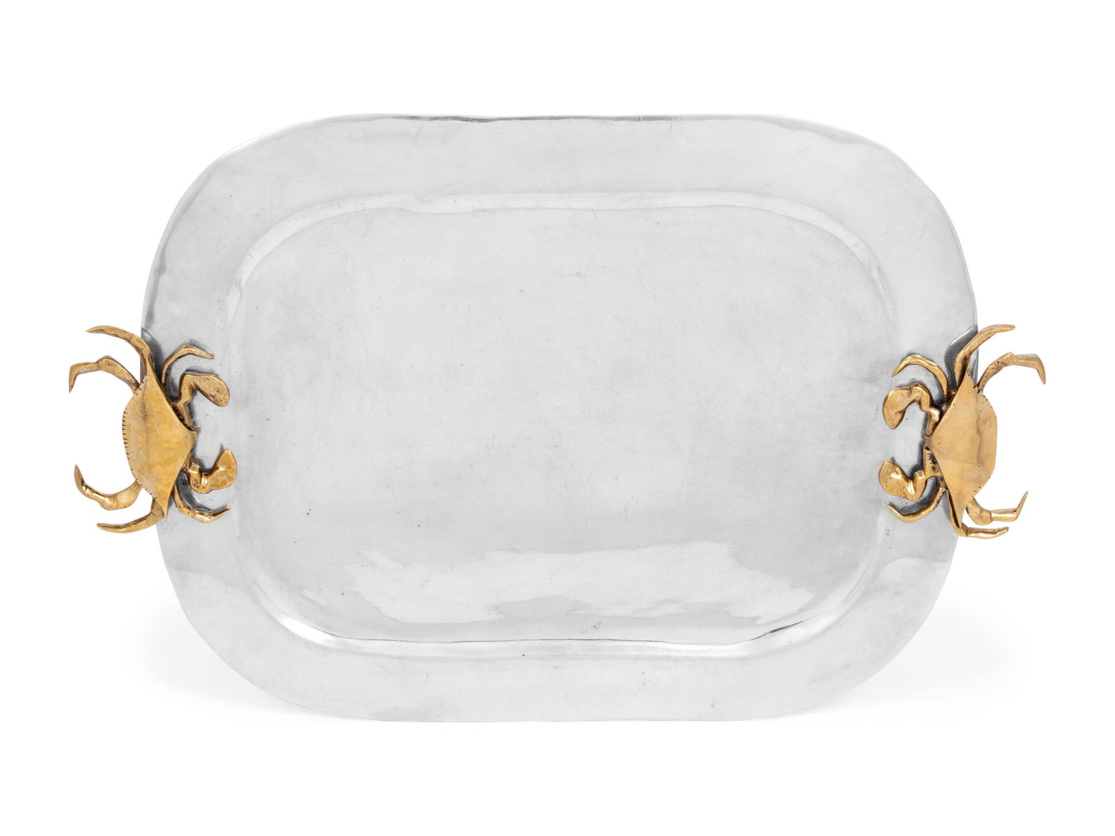 A Mexican Aluminum Serving Tray with Brass "Crab" (1 of 2)