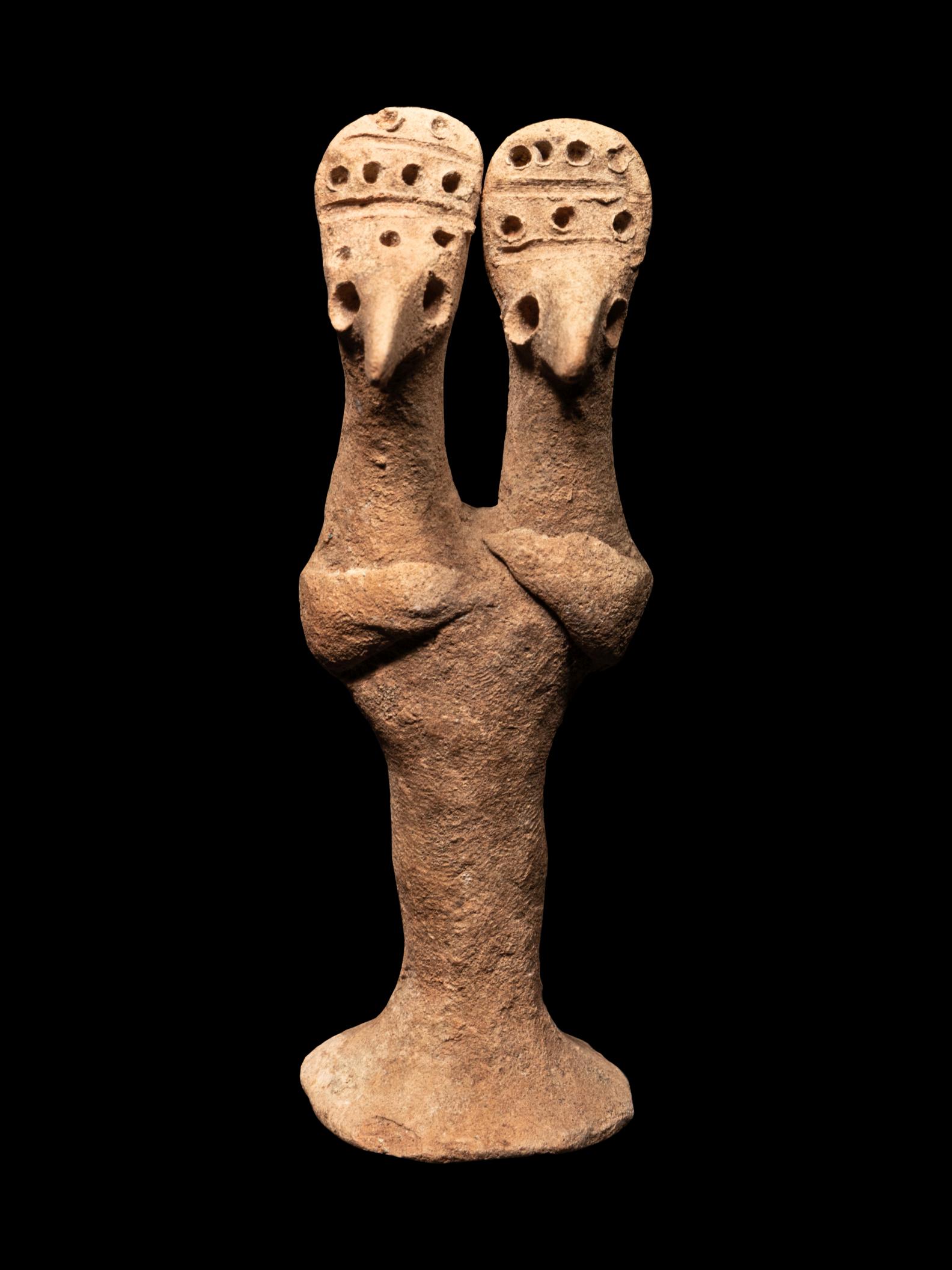 A Syro-Hittite Clay Double Headed Figure Height 3 3/4 (1 of 5)