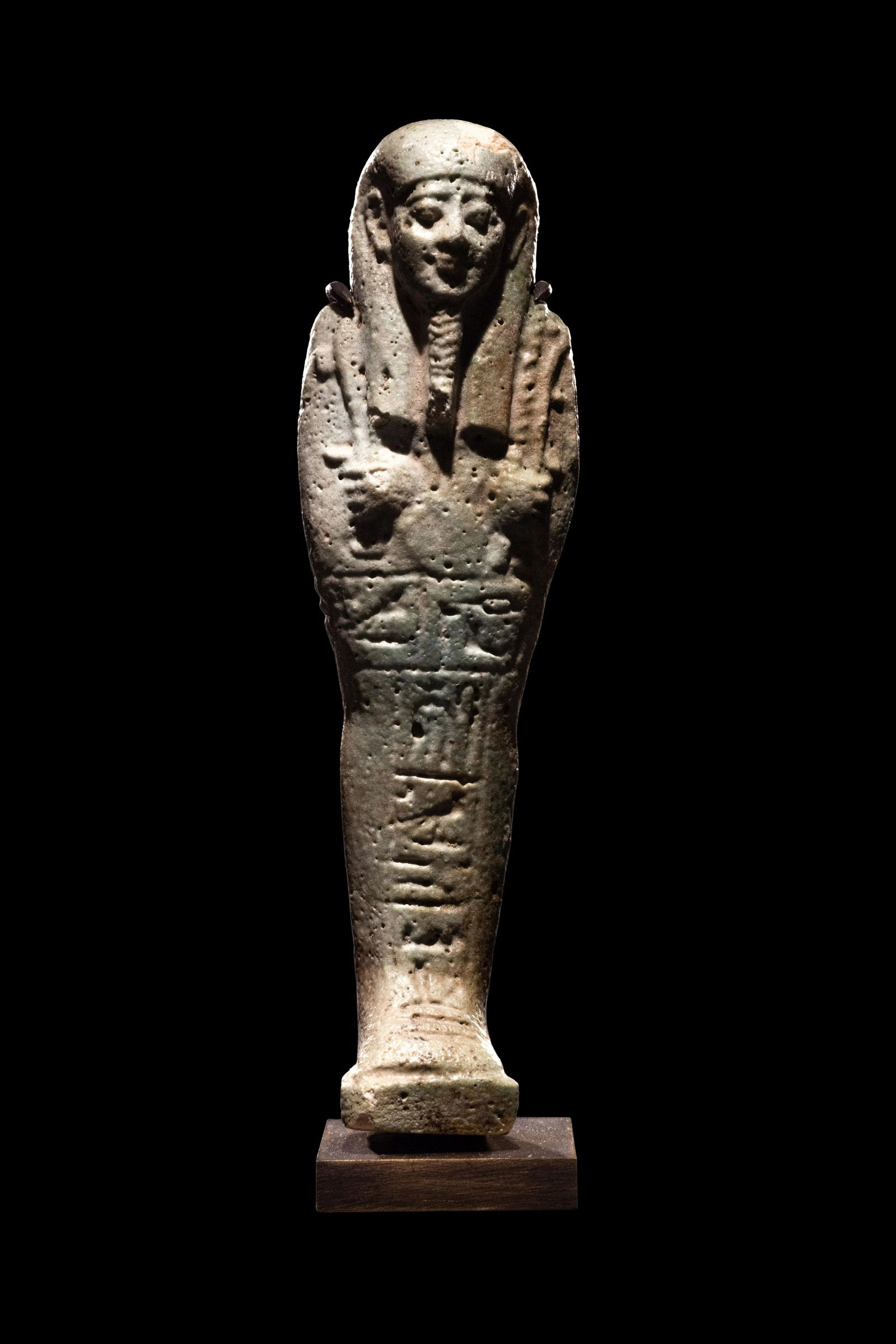 An Egyptian Faience Ushabti Height 5 inches (12 cm). (1 of 3)