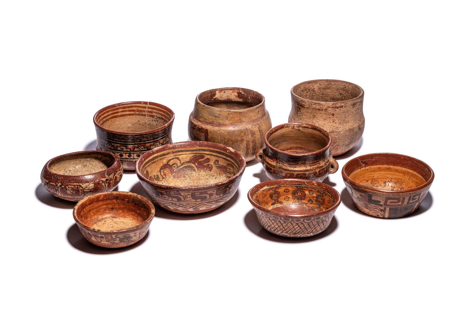 Nine Maya Painted Bowls Tallest: 6 inches (15 cm). (1 of 4)