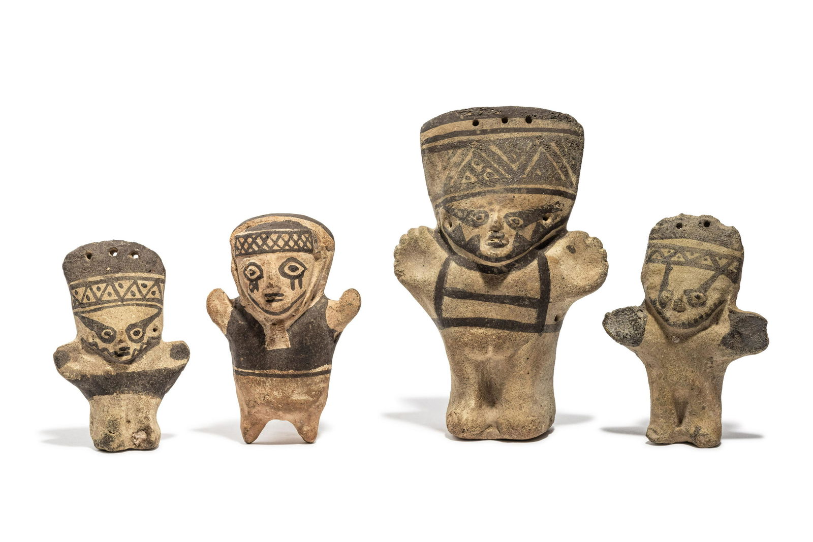 Four Chancay Polychrome Figures Tallest: 6 1/2 inches (1 of 2)
