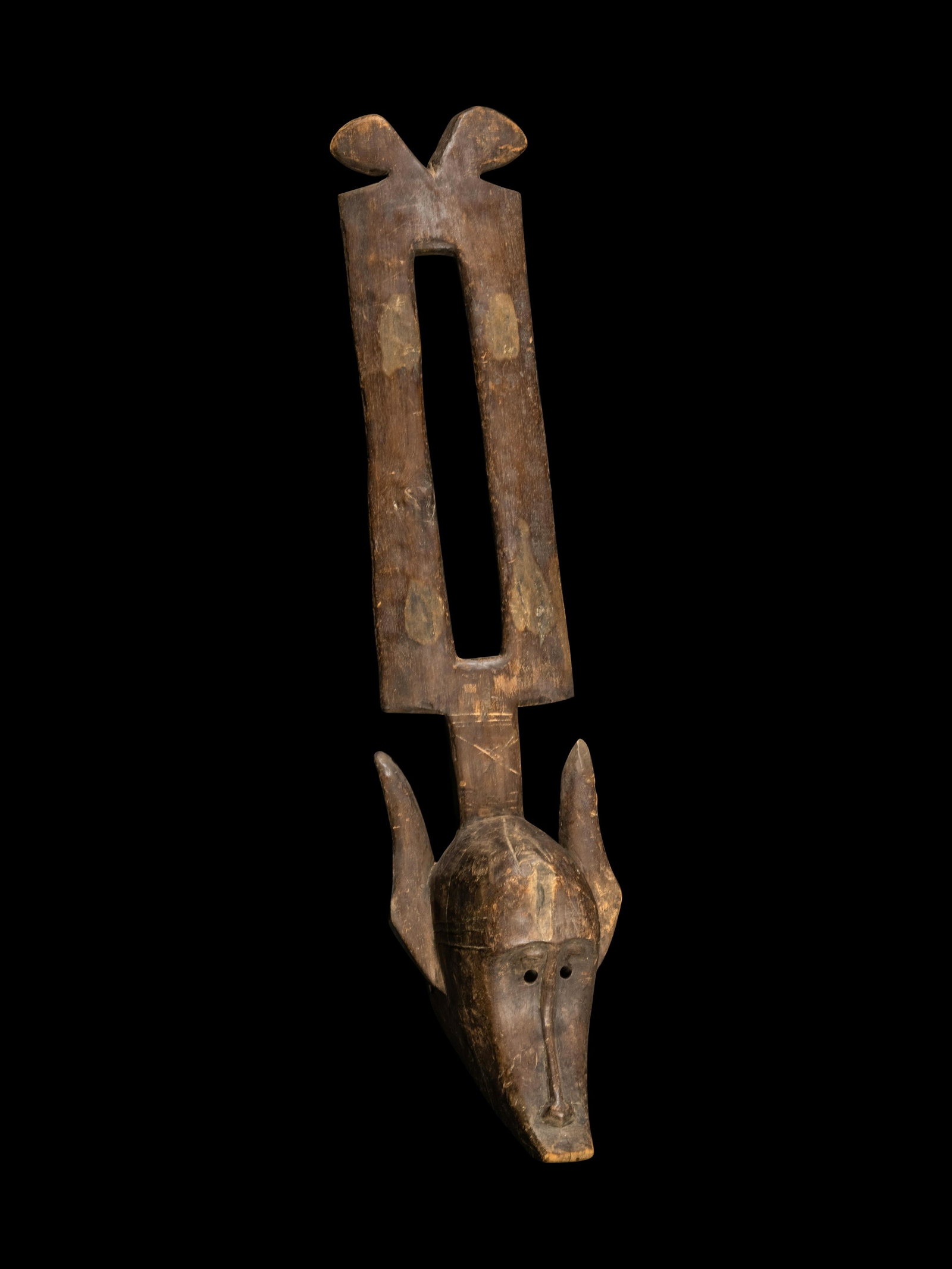 A Bamana Wood Mask Height 49 3/4 inches (126.5 cm).: A Bamana Wood Mask Mali, West Africa, Circa 20th Century A.D. Height 49 3/4 inches (126.5 cm). Property of the Des Moines Art Center, Des Moines, Iowa Provenance: Dorothy Goldberg (1920-2018), gifted 