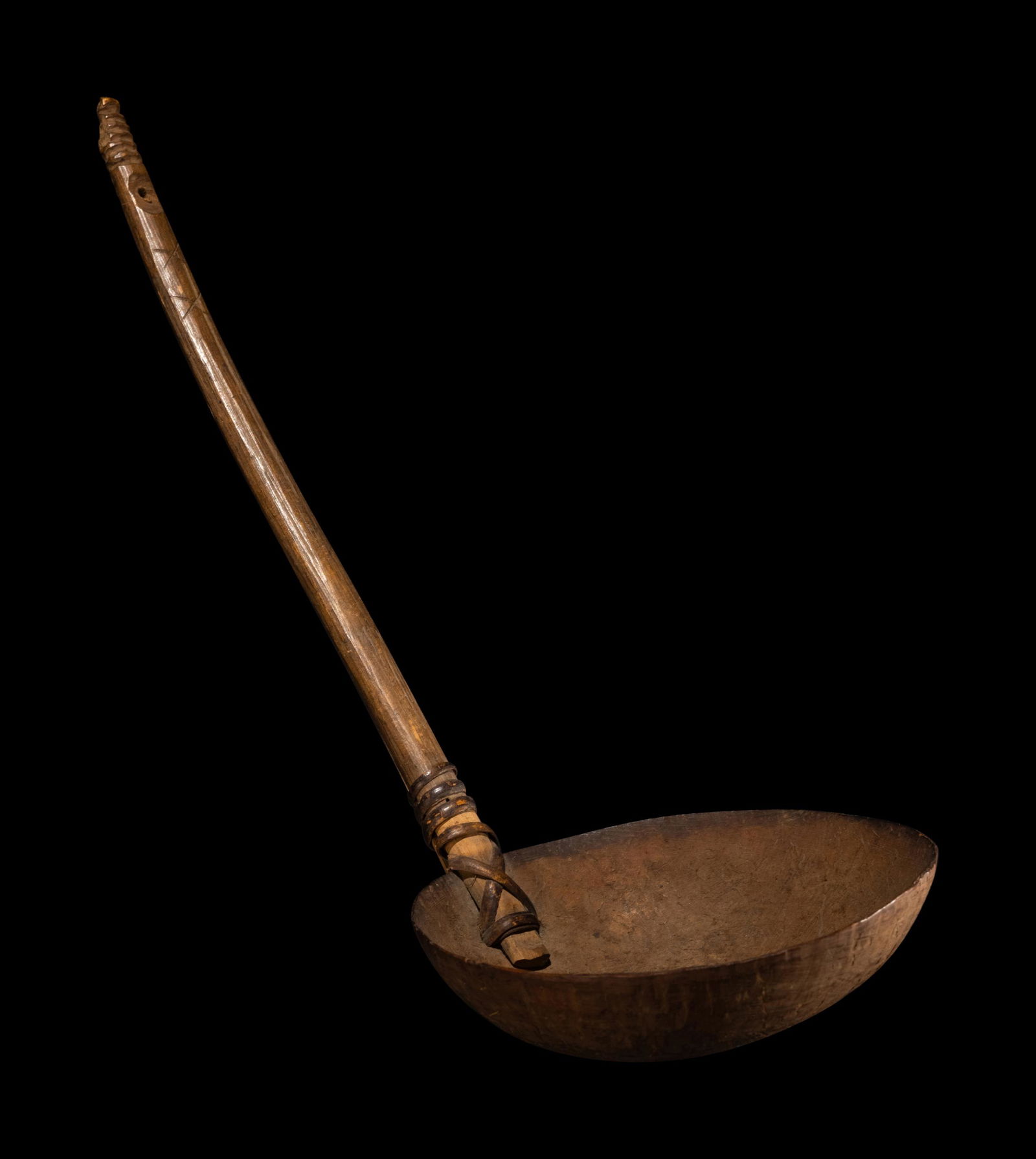 An African Wood Coconut Ladle Height 12 inches (30 cm). (1 of 4)