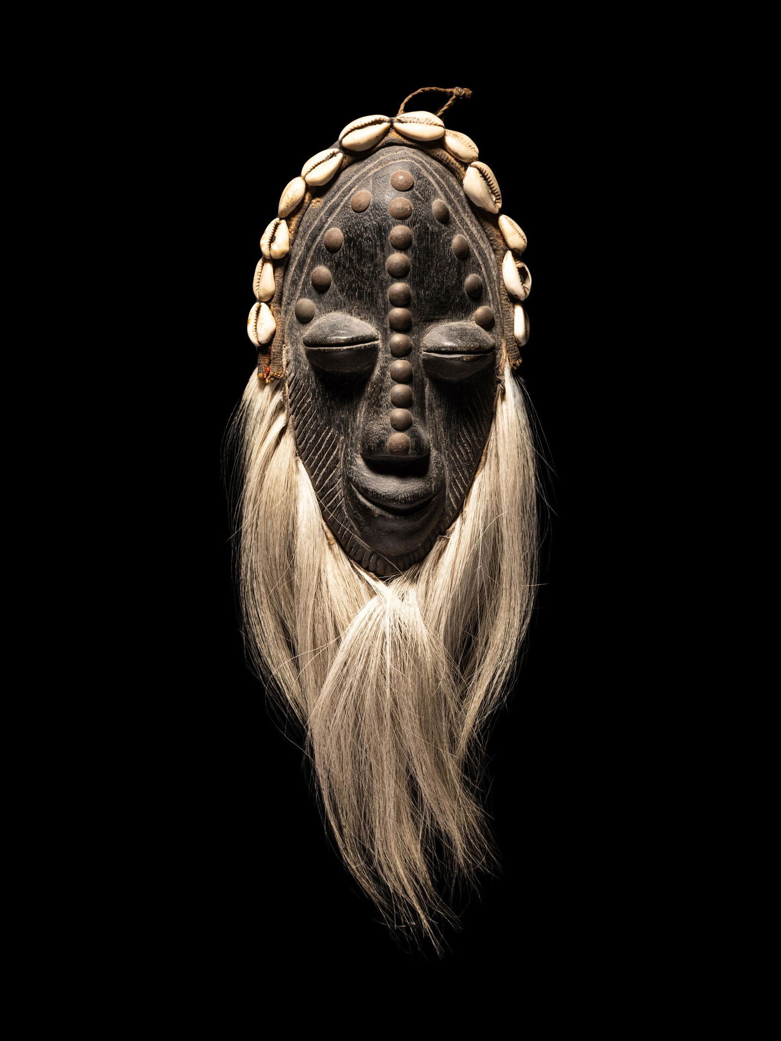 A Dan Wood Mask with a Baboon Fur Beard Height 12 (1 of 3)